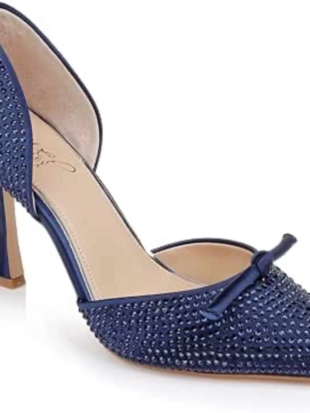 Jewel Badgley Mischka Terresa Navy Crystal D'Orsay Pointed Pump with Bow Size 7